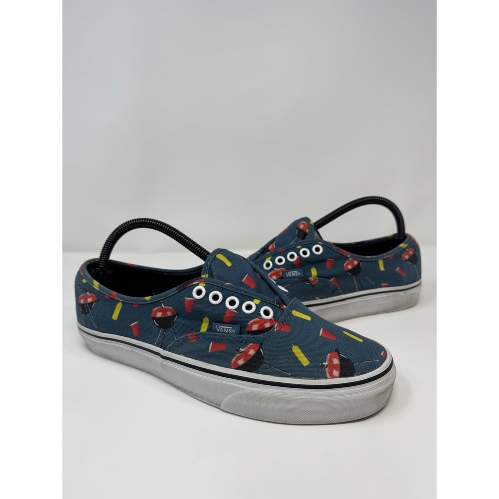 VANS Classic Slip-On Athletic Skate Shoes Women 9.5 Men 8 BBQ Print